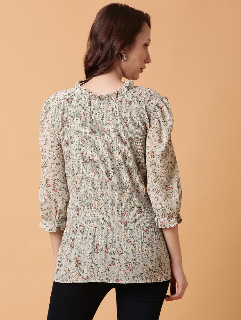 women green floral printed regular top - 21515118 - Standard Image - 3