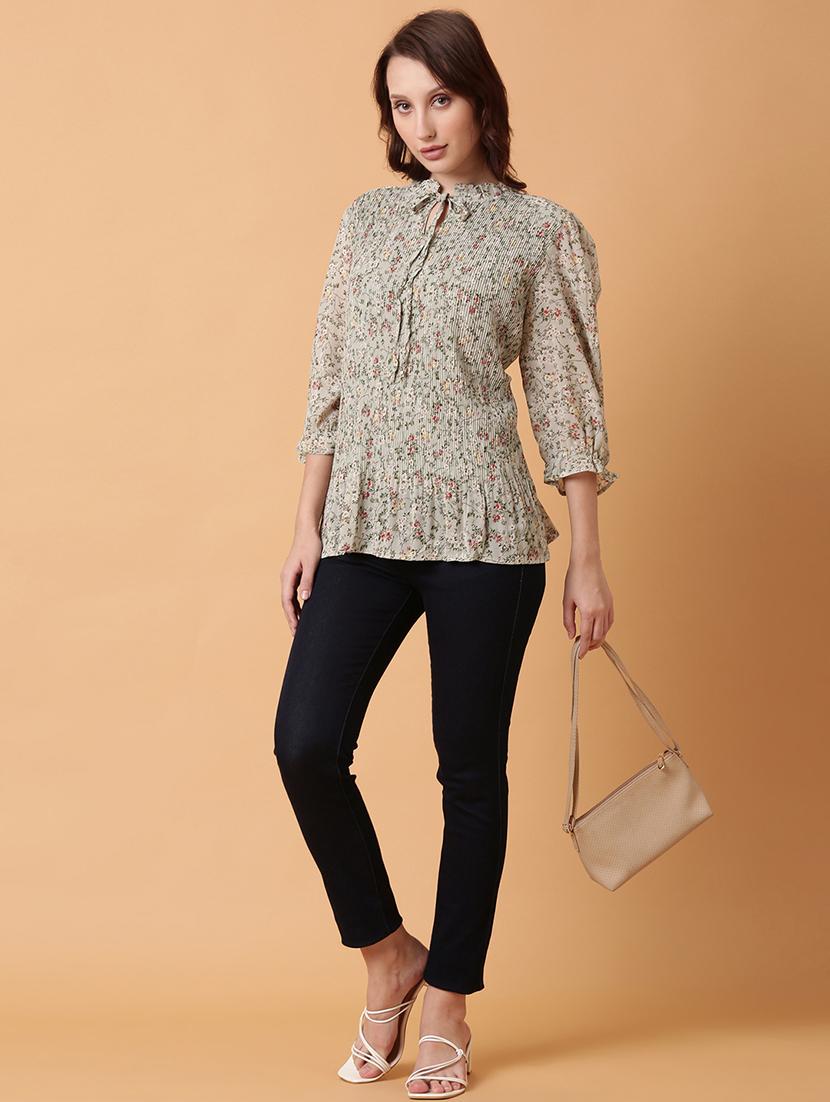 women green floral printed regular top - 21515118 - Standard Image - 5