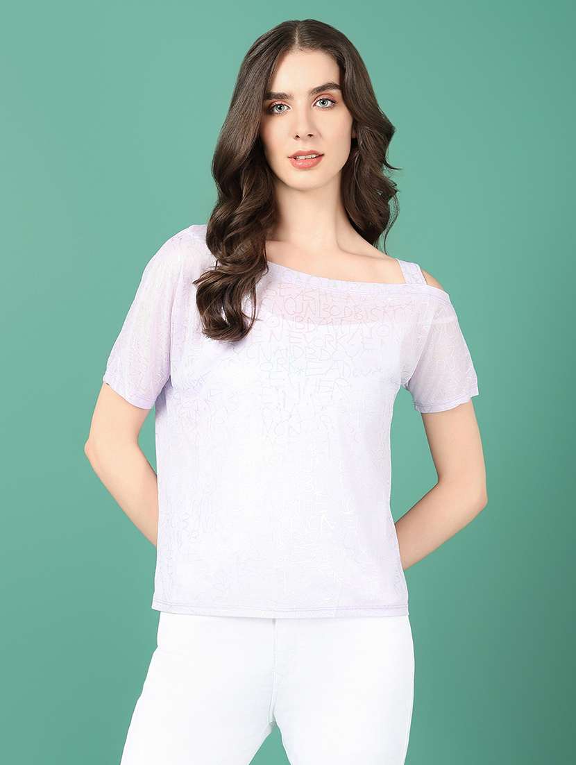 women lavender typography regular top - 21515122 - Zoom Image - 0