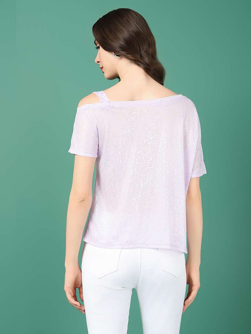 women lavender typography regular top - 21515122 - Standard Image - 3