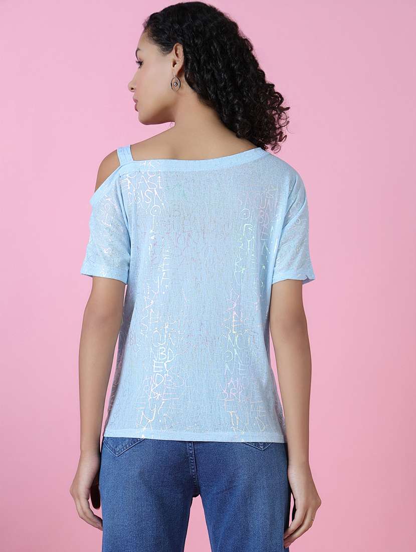 women blue typography regular top - 21515123 - Standard Image - 3