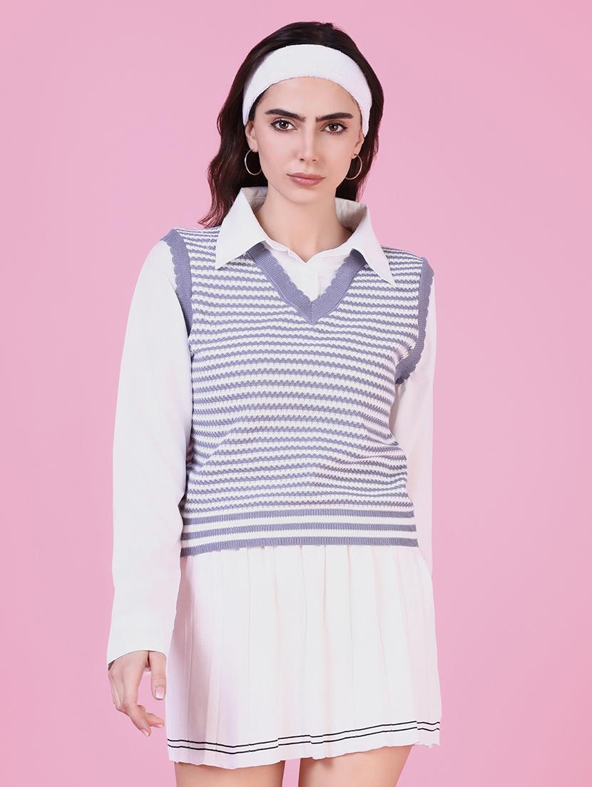 women self design long sleeve shirt top - 21515133 - Zoom Image - 0