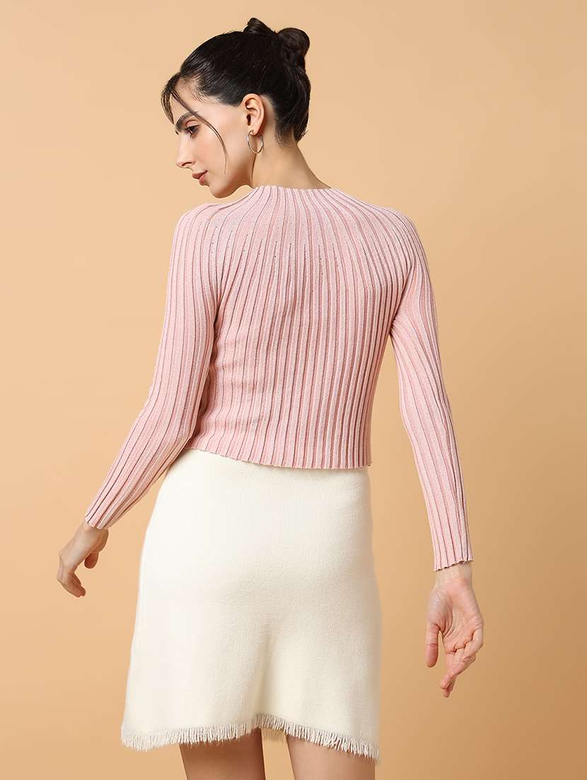 women peach solid with work long sleeves top - 21515138 -  Standard Image - 3