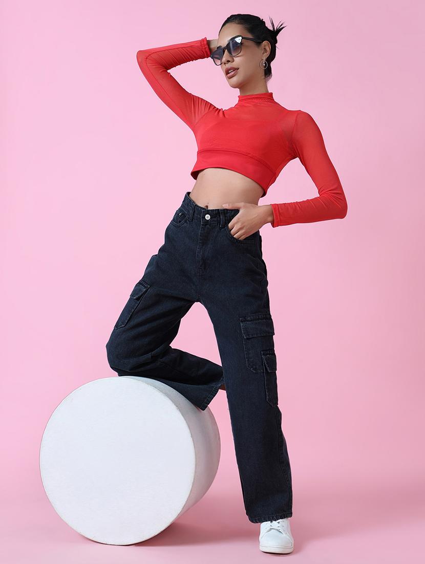 women red solid crop top - 21515141 - Standard Image - 5