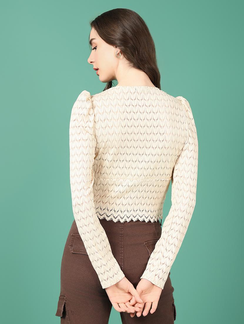 women beige self-designed regular top - 21515151 - Standard Image - 3