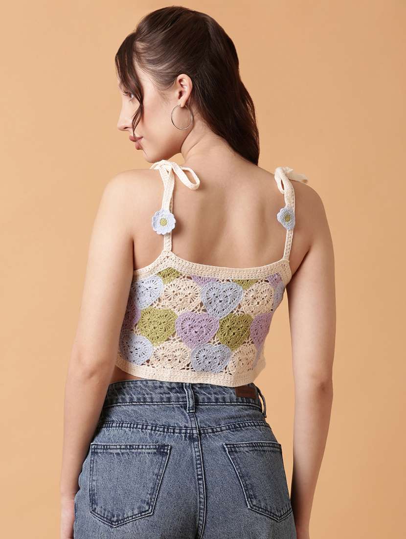 women sleeveless crochet crop top - 21515163 -  Standard Image - 3