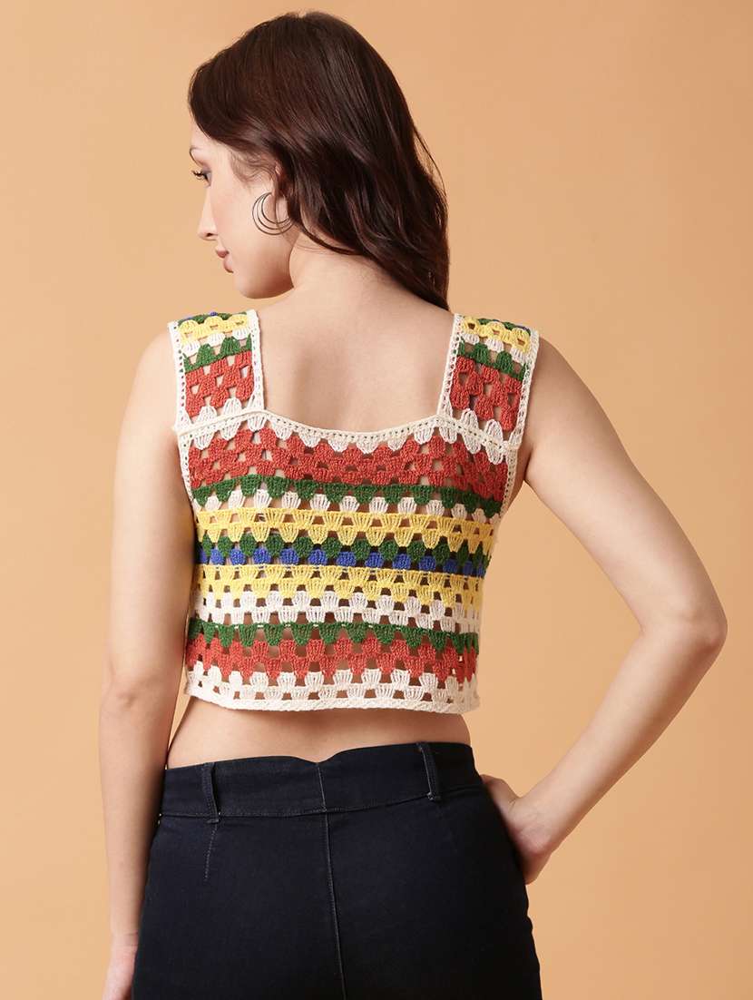 women sleeveless crochet crop top - 21515166 -  Standard Image - 3