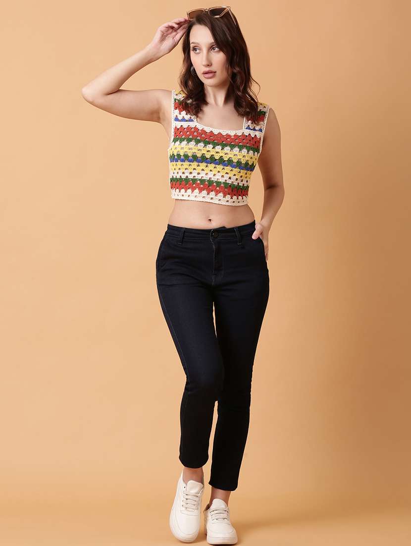 women sleeveless crochet crop top - 21515166 -  Standard Image - 5