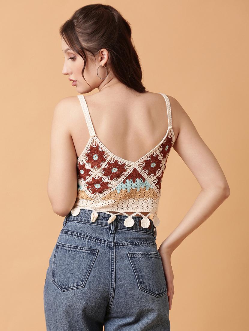 women sleeveless crochet crop top - 21515168 - Standard Image - 3