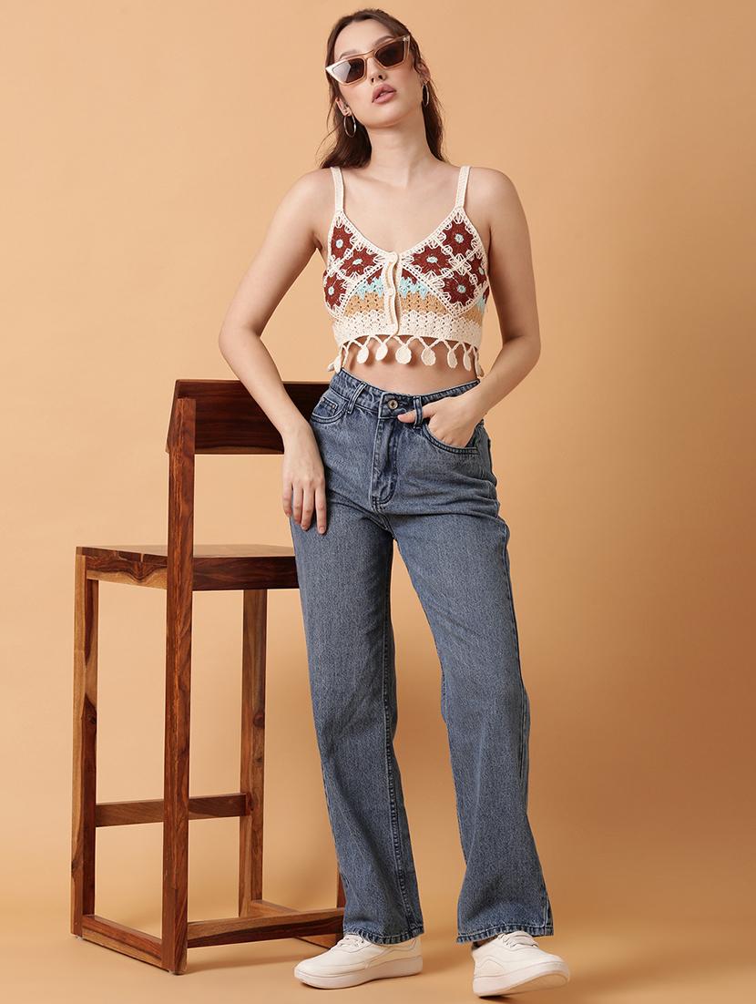 women sleeveless crochet crop top - 21515168 - Standard Image - 5