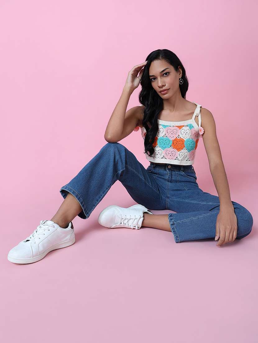 women sleeveless crochet crop top - 21515169 -  Standard Image - 5