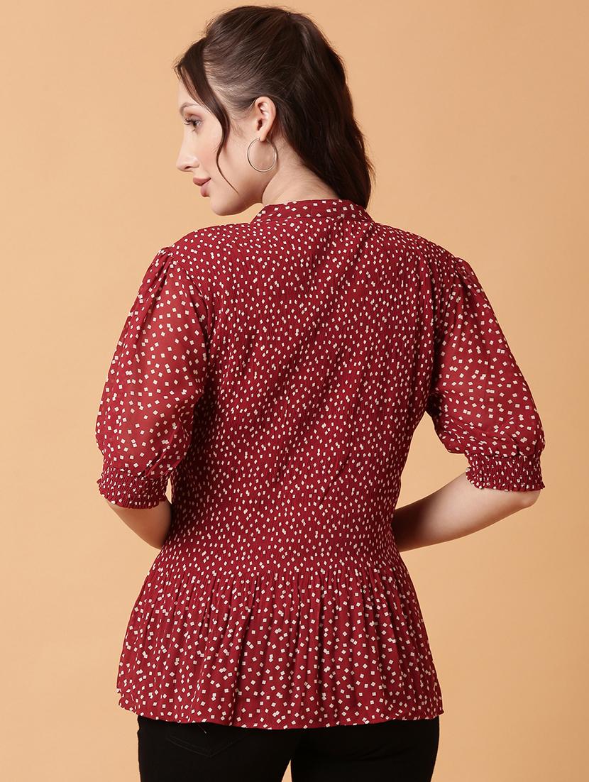 women red polka dot printed peplum top - 21515170 - Standard Image - 3