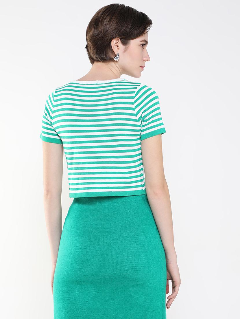 women green stripes regular top - 21515177 - Standard Image - 3