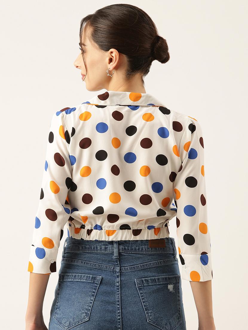 women white polka dots printed crop top - 21515180 - Standard Image - 3