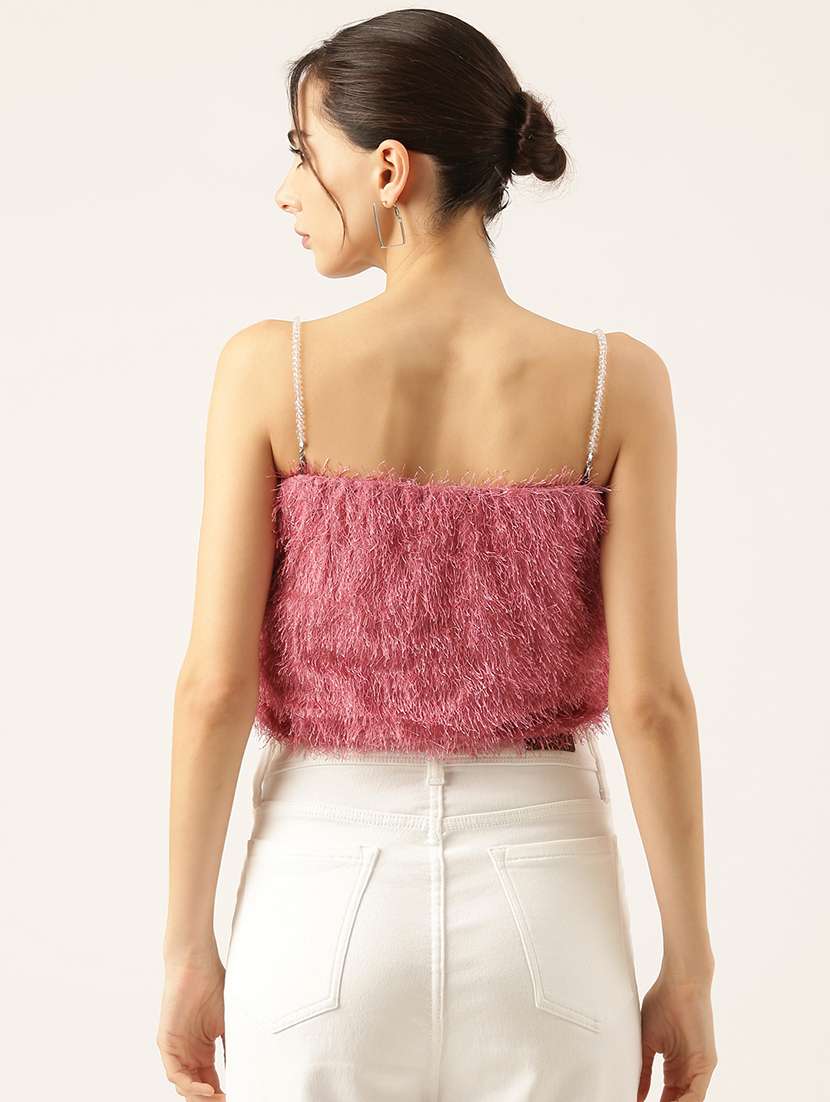 women mauve fur tube top - 21515200 -  Standard Image - 3