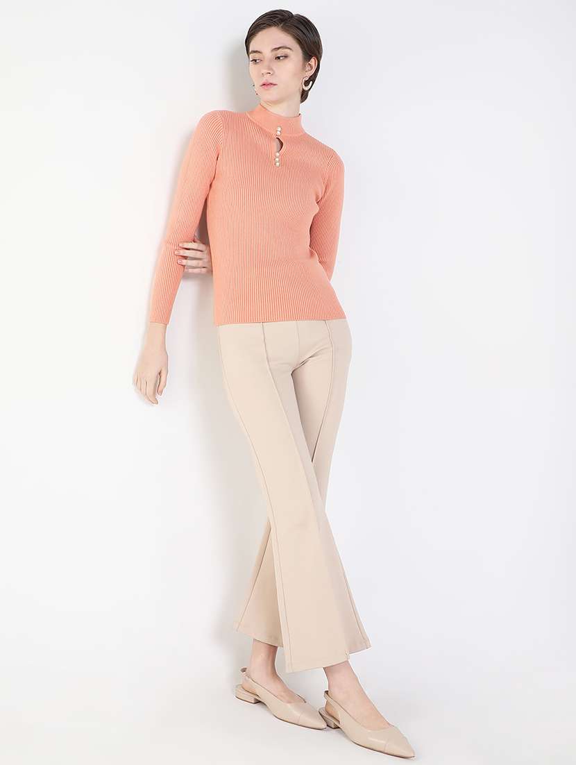 women peach solid regular top - 21515204 -  Standard Image - 5