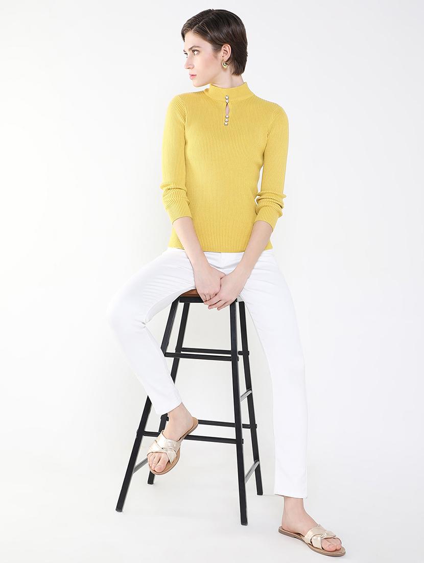 women yellow solid regular top - 21515205 - Standard Image - 5