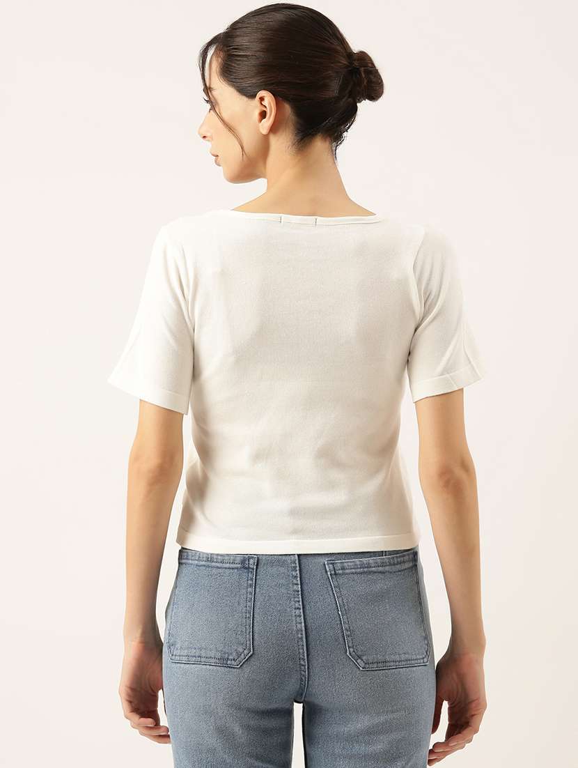 women white color block regular top - 21515212 -  Standard Image - 3