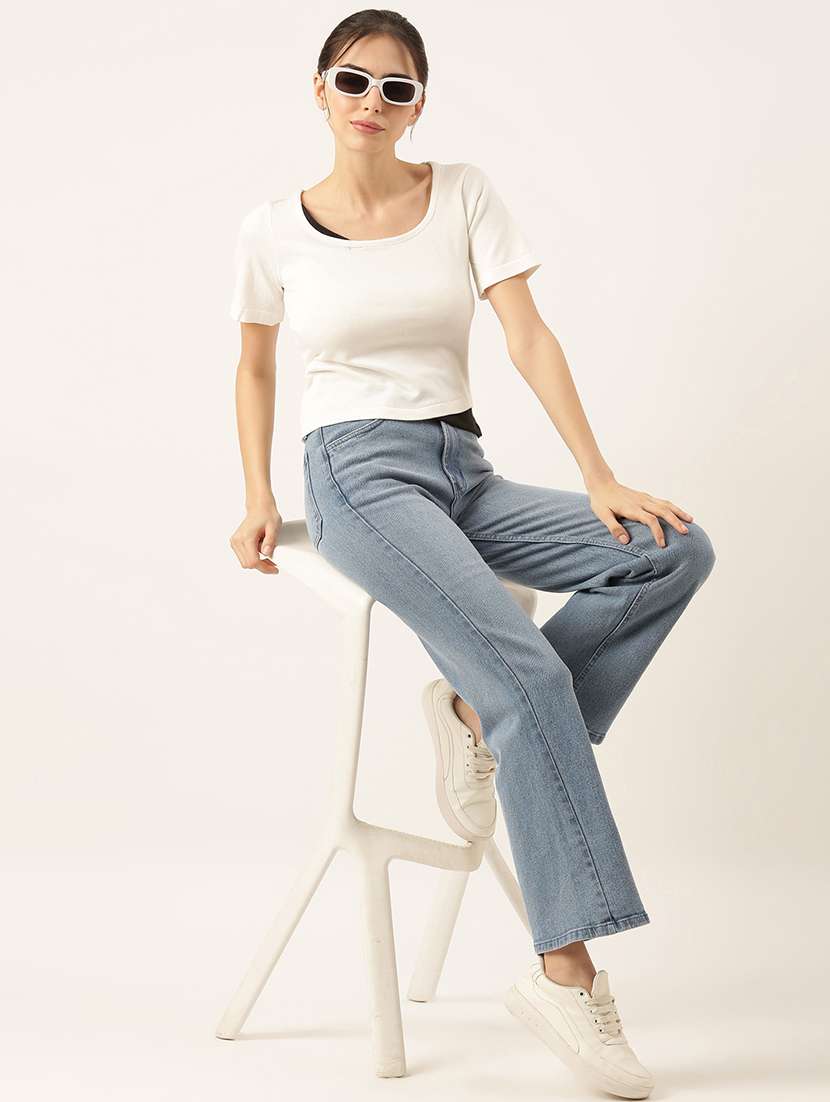 women white color block regular top - 21515212 -  Standard Image - 5