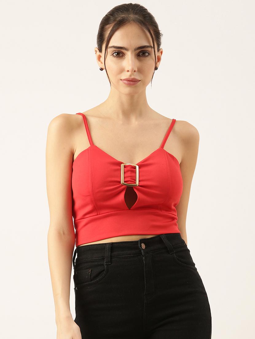 women red solid crop top - 21515220 -  Zoom Image - 0