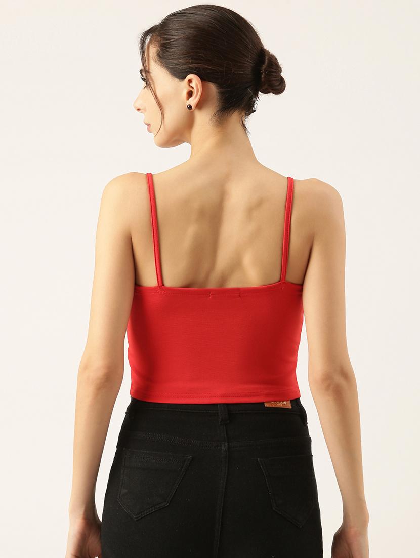women red solid crop top - 21515220 - Standard Image - 3