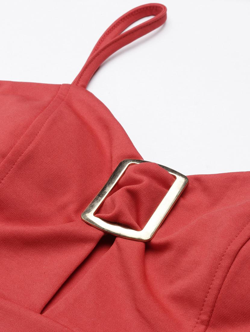 women red solid crop top - 21515220 - Standard Image - 5