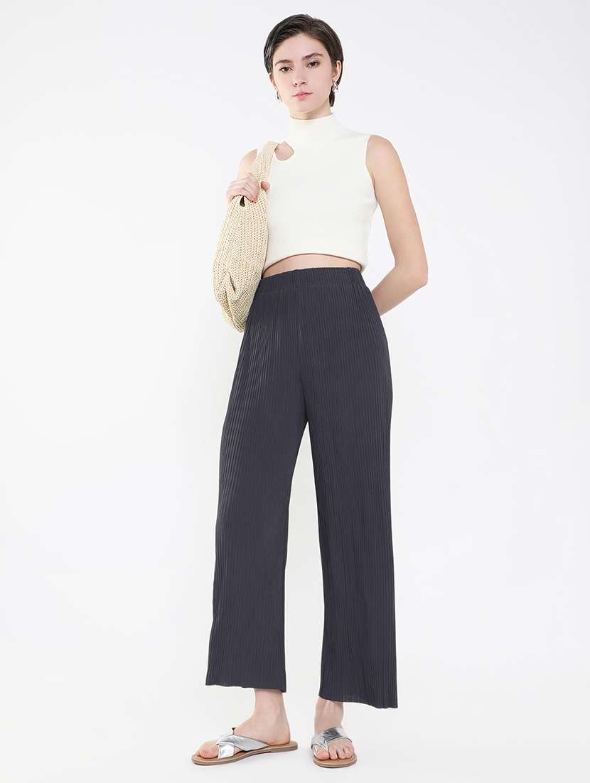 women steel grey wide leg trouser - 21515226 -  Standard Image - 5