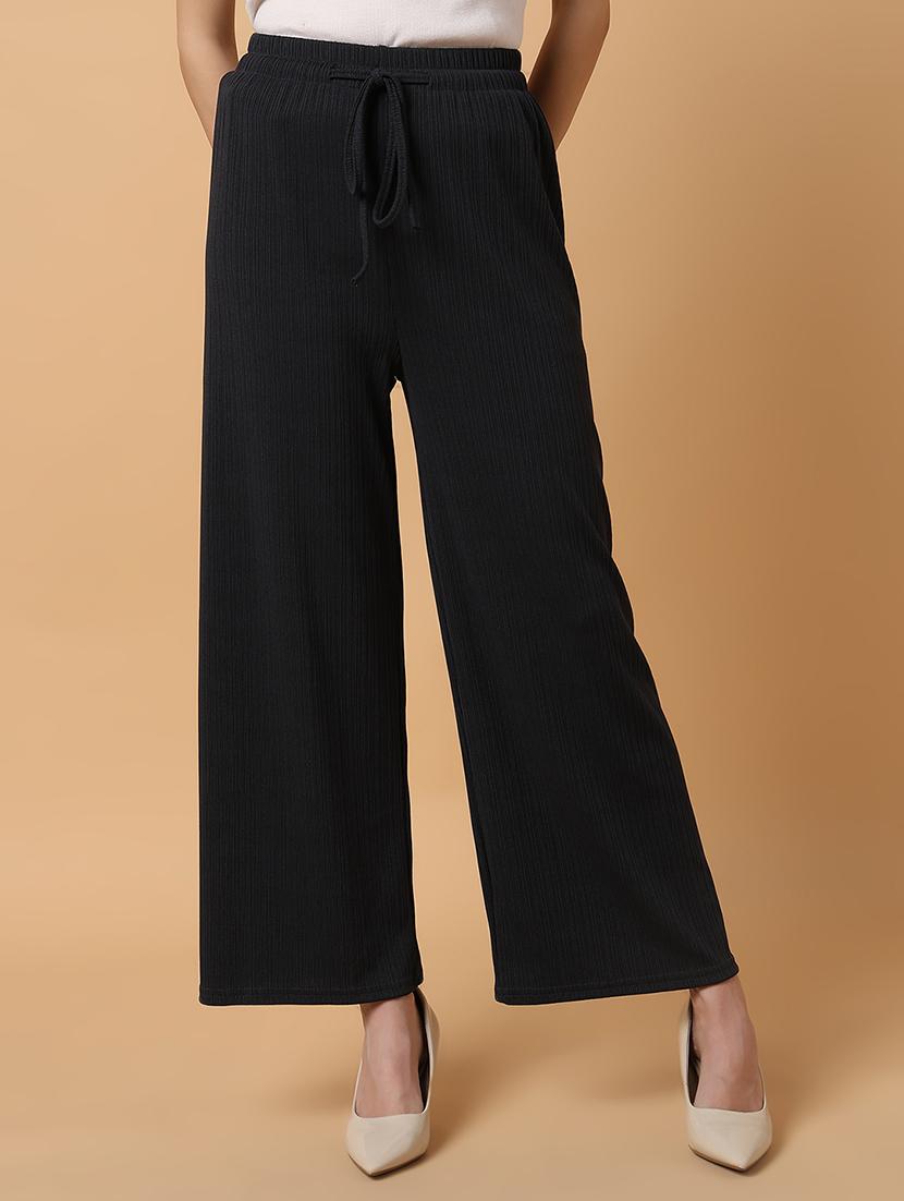 women steel grey lycra wide leg trouser - 21515228 -  Zoom Image - 0