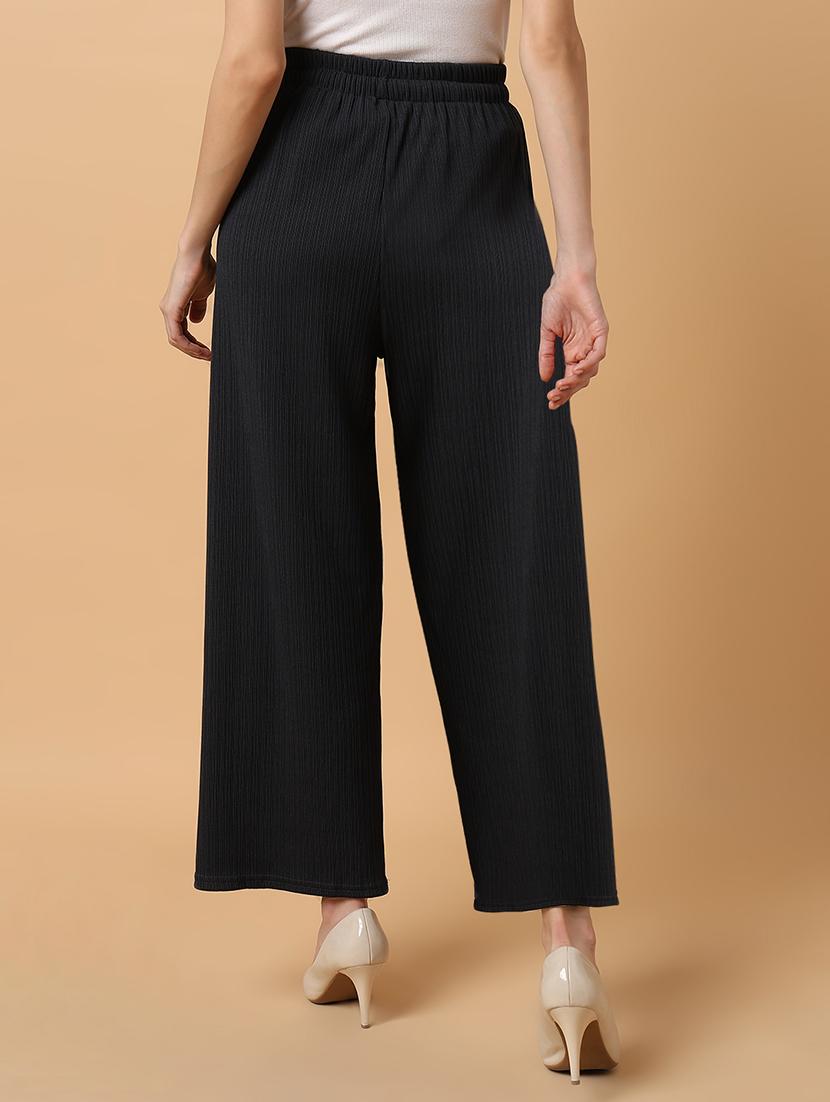 women steel grey lycra wide leg trouser - 21515228 - Standard Image - 3