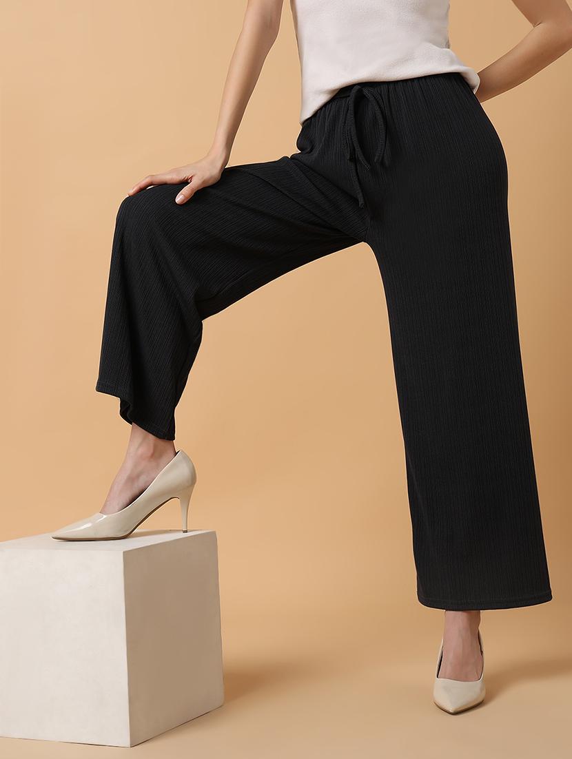 women steel grey lycra wide leg trouser - 21515228 - Standard Image - 5
