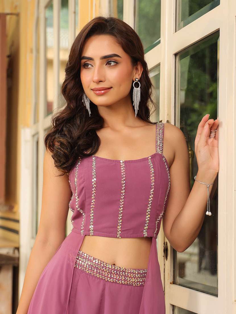 women purple embellished co-ord set - 21515245 - Standard Image - 5