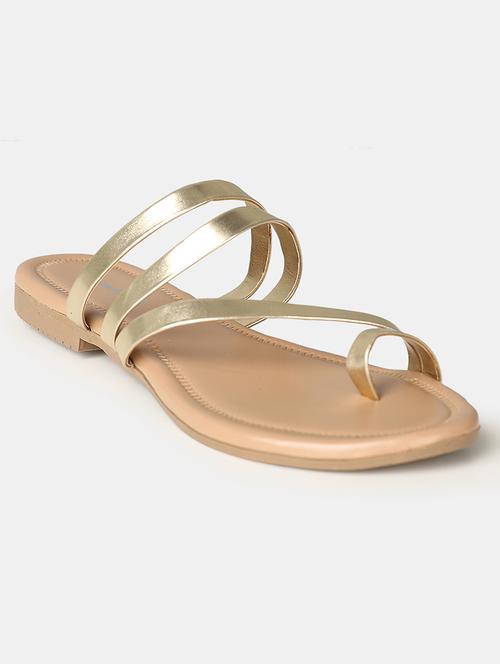 women gold slip on sandal - 21515298 -  Standard Image - 0