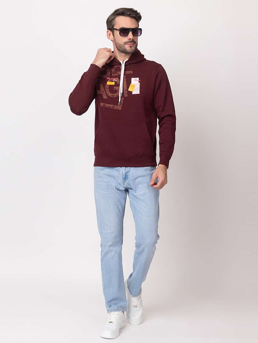 men maroon cotton placement print sweatshirt - 21515318 - Standard Image - 3