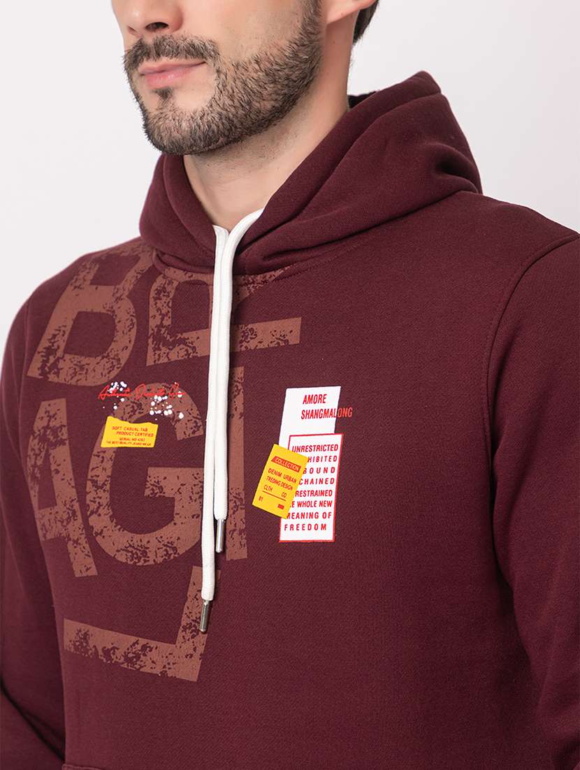 men maroon cotton placement print sweatshirt - 21515318 - Standard Image - 5