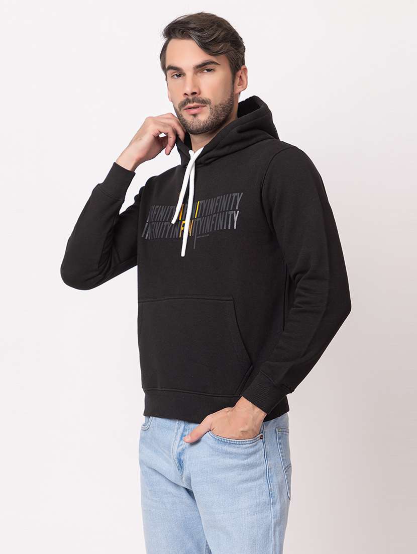 men black cotton chest print sweatshirt - 21515319 -  Zoom Image - 0