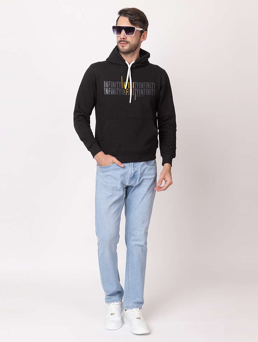 men black cotton chest print sweatshirt - 21515319 - Standard Image - 3