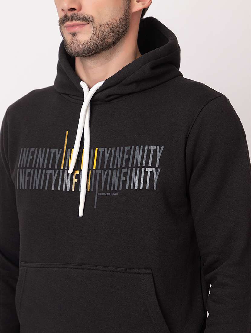 men black cotton chest print sweatshirt - 21515319 - Standard Image - 5