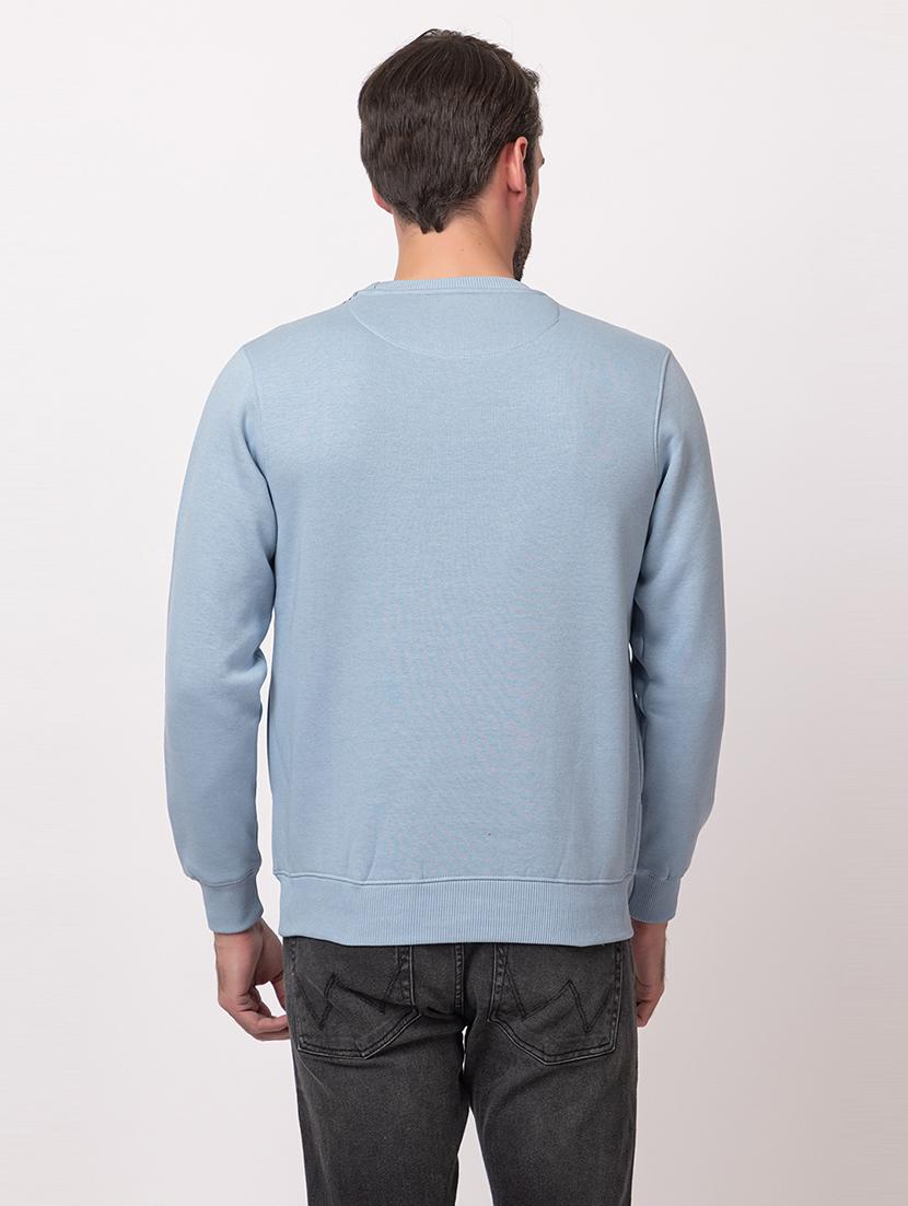 men light blue cotton chest print sweatshirt - 21515322 - Standard Image - 3