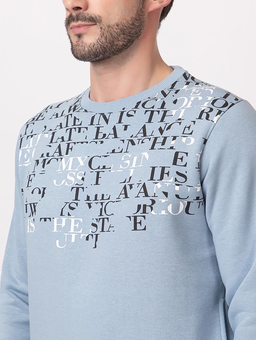 men light blue cotton chest print sweatshirt - 21515322 - Standard Image - 5