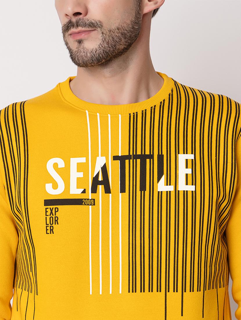 men yellow cotton front print sweatshirt - 21515325 - Standard Image - 5