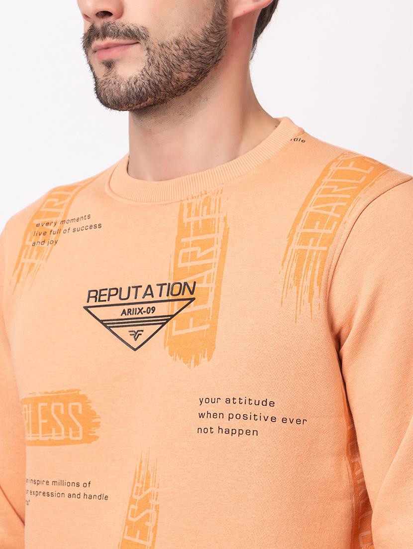 men orange cotton front print sweatshirt - 21515331 - Standard Image - 5