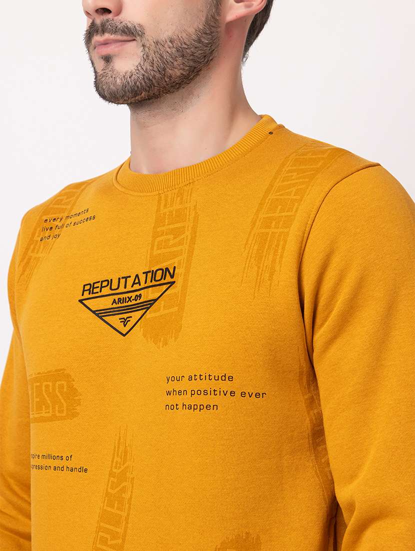 men mustard cotton front print sweatshirt - 21515332 - Standard Image - 5