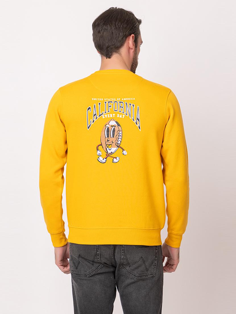 men yellow cotton back print sweatshirt - 21515338 - Standard Image - 3