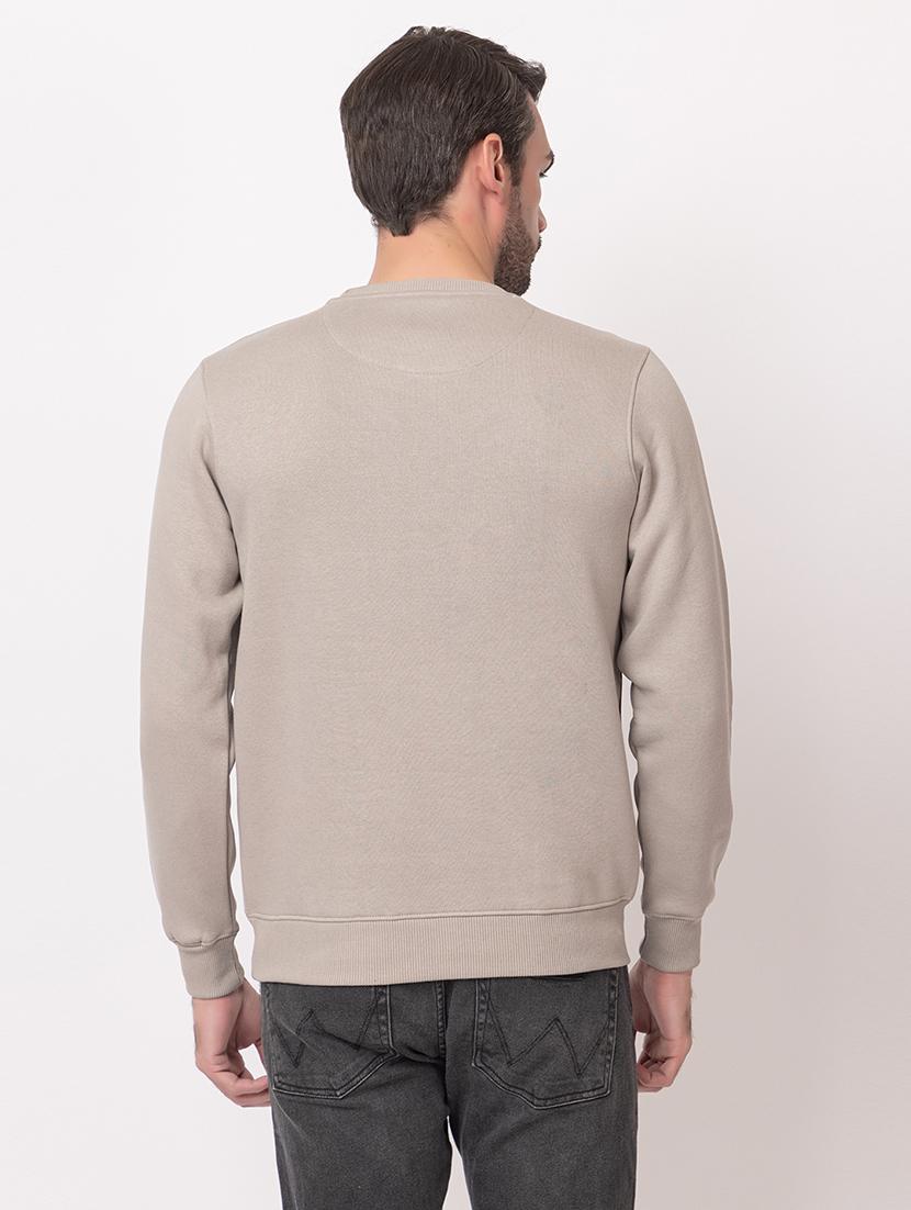 men beige cotton chest print sweatshirt - 21515339 - Standard Image - 3