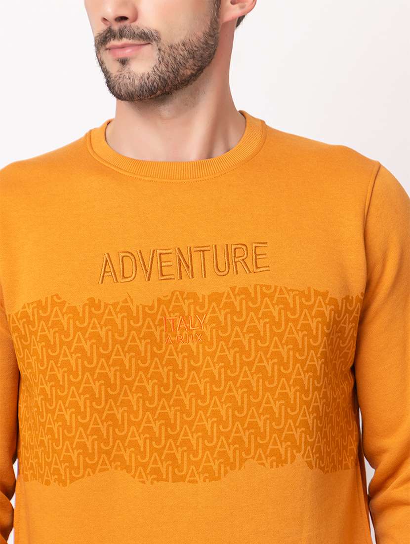 men mustard cotton chest print sweatshirt - 21515340 - Standard Image - 5
