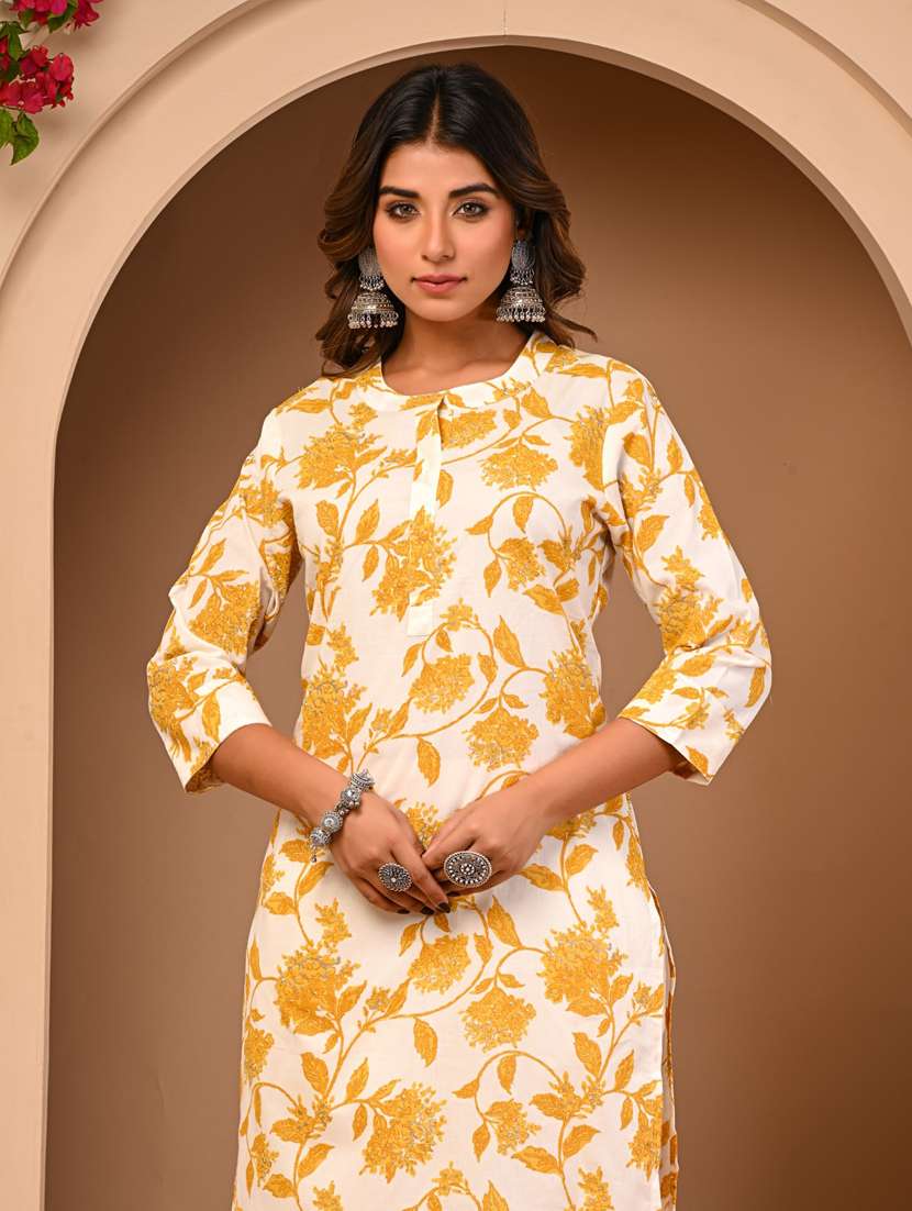 women white floral straight kurta - 21515484 -  Standard Image - 3