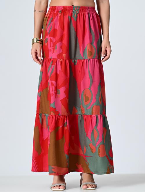 women multi colored printed tiered skirt - 21515494 -  Standard Image - 0