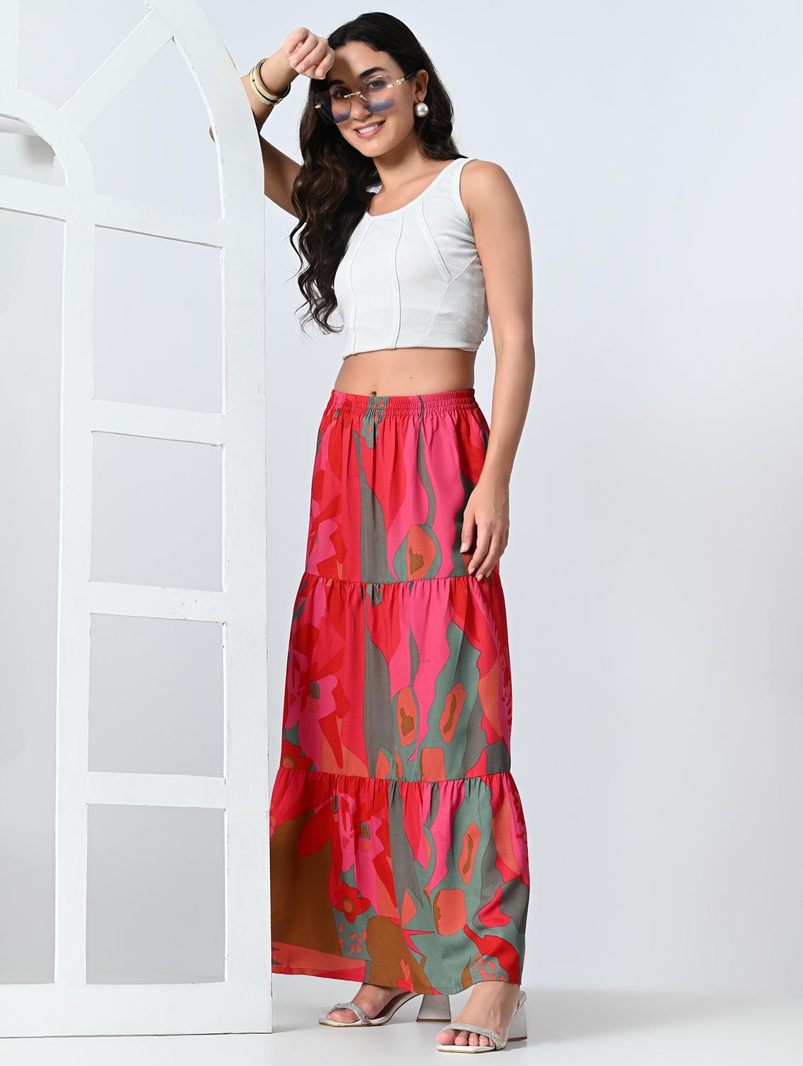 women multi colored printed tiered skirt - 21515494 - Standard Image - 3
