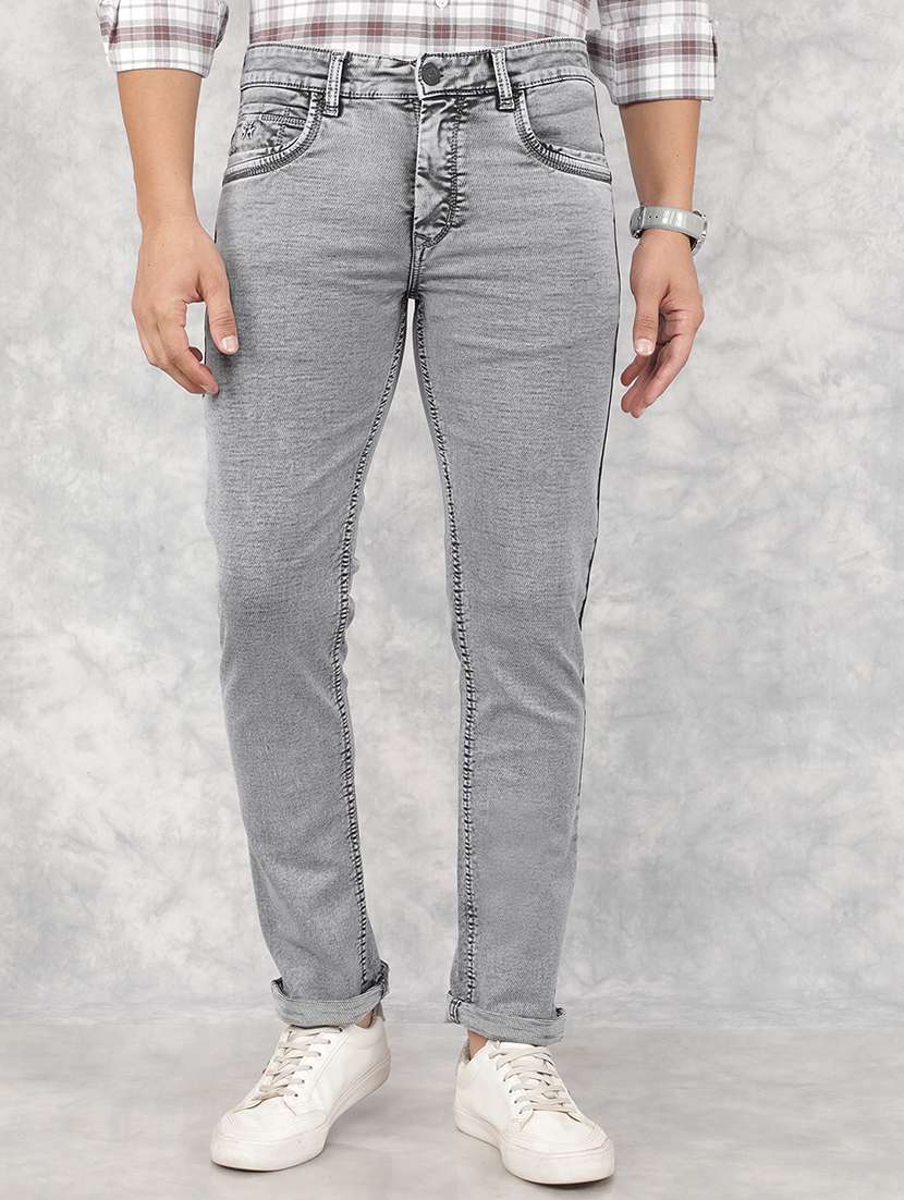 men mid-rise plain slim fit jean