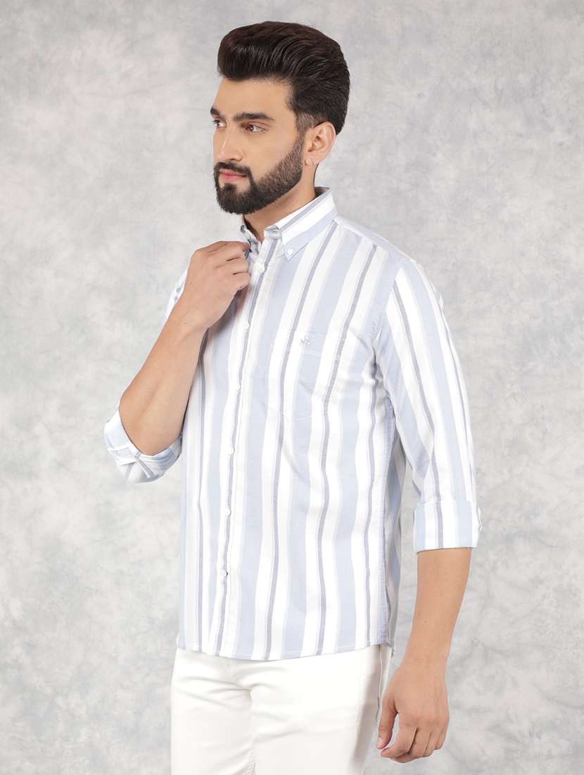 men vertical striped long sleeve casual shirt